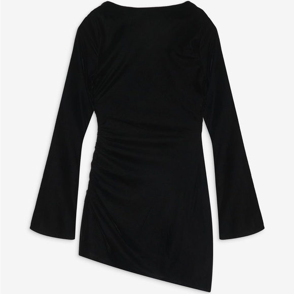 For Love & Lemons Black Velvet Mini Dress Size S - Tamera Cowl Neck Bell Sleeve - Picture 5 of 7